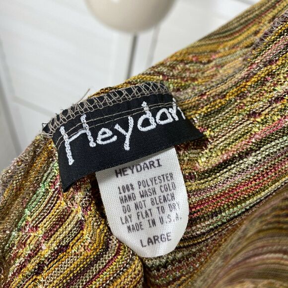 Heydari Twin Set Tank Top Cardigan Sweater Shimmer Striped Lagenlook Art Size L - Picture 11 of 11